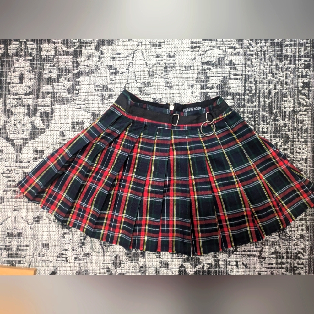 Current Mood raw hem plaid skirt never worn